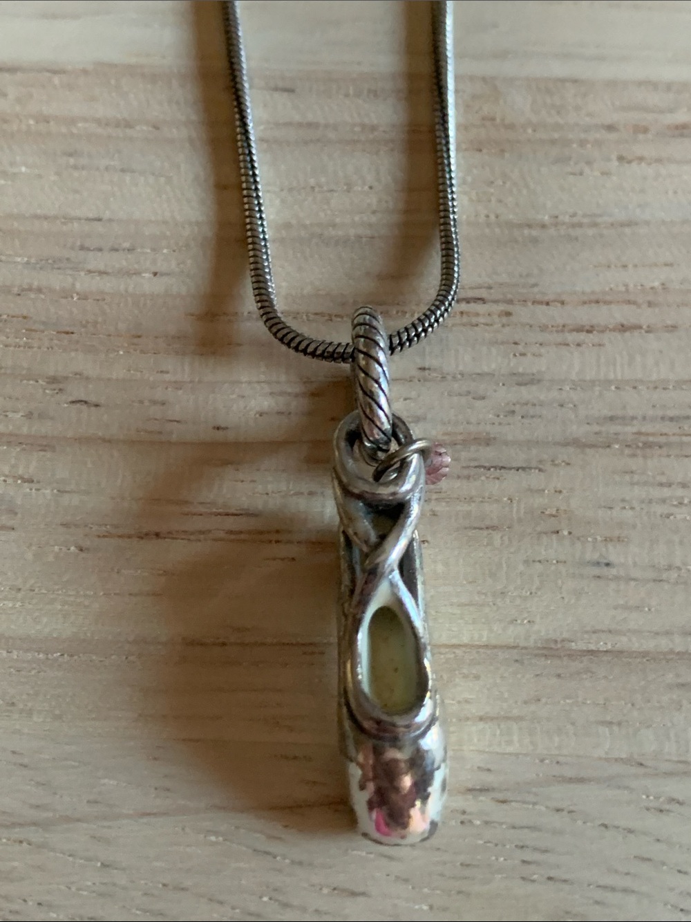 Brighton silver ballet slipper charm pendant, adjustable for 16-18 inch chain